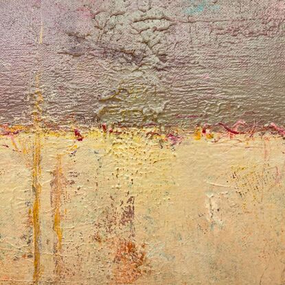 A shades-of-brown layered abstract painting, with hints of reds, oranges and other colours.