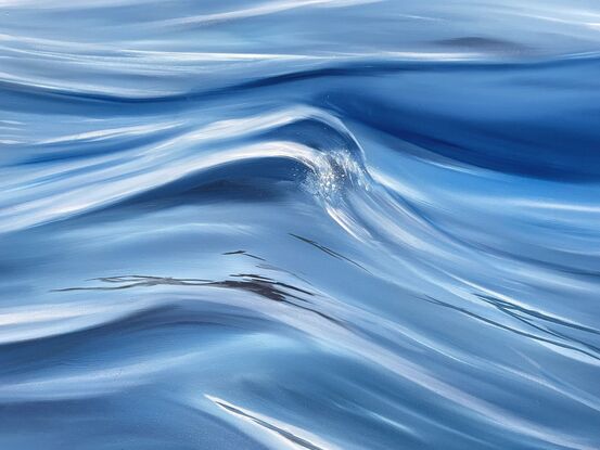 Ocean surface with delicate brushwork to create the illusion of moving water 