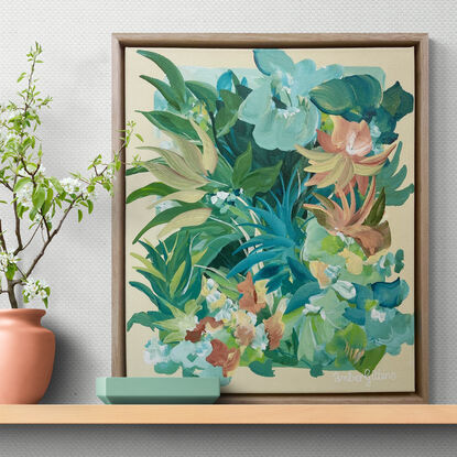 Framed tropical landscape original painting