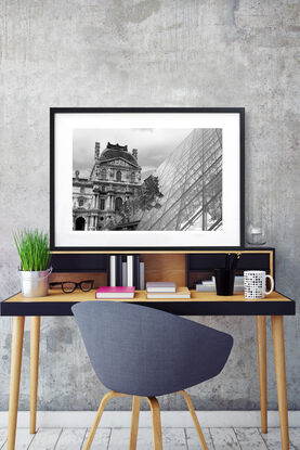 Black and white photograph of Paris streetscene