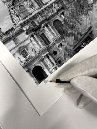 Black and white photograph of Paris streetscene