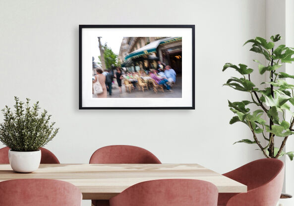 Black and white photograph of Paris streetscene