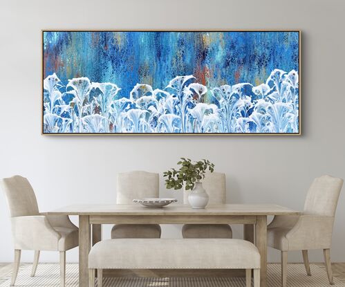 Floral or coral inspired acrylic painting with a varnish finish