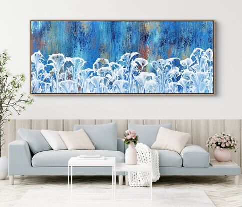 Floral or coral inspired acrylic painting with a varnish finish