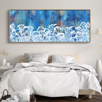 Floral or coral inspired acrylic painting with a varnish finish