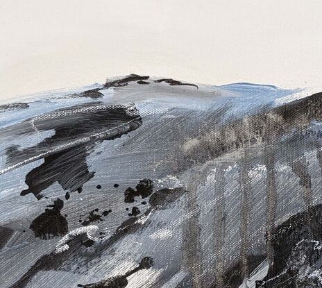 A black and white abstract landscape of moountains