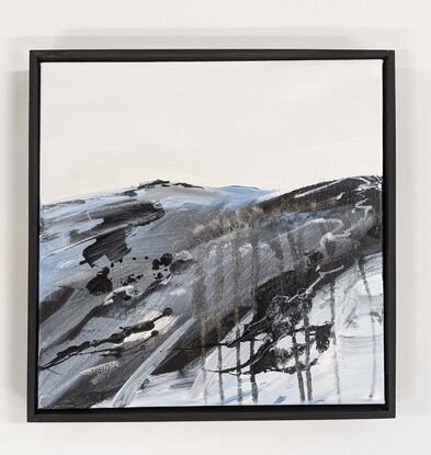 A black and white abstract landscape of moountains