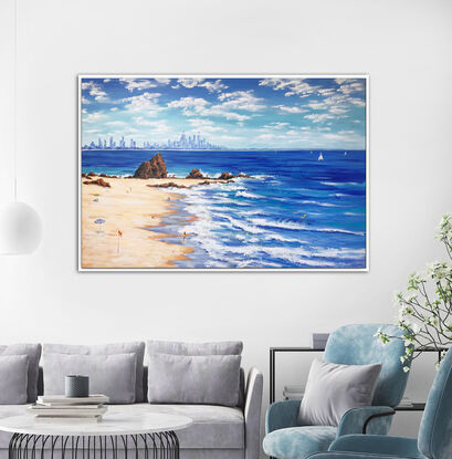 Currumbin Rock, Currumbin Beach, Gold Coast original acrylic  painting by Irina Redine. 