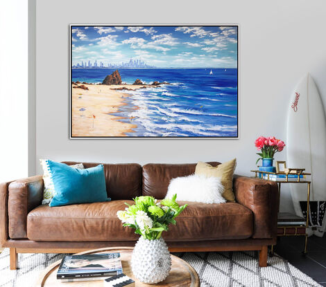 Currumbin Rock, Currumbin Beach, Gold Coast original acrylic  painting by Irina Redine. 