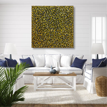 thousands of yellow dots on black canvas