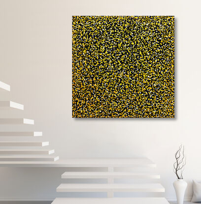 thousands of yellow dots on black canvas