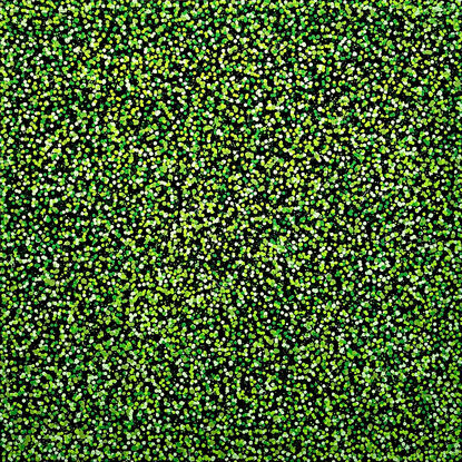 thousands of green dots on black canvas