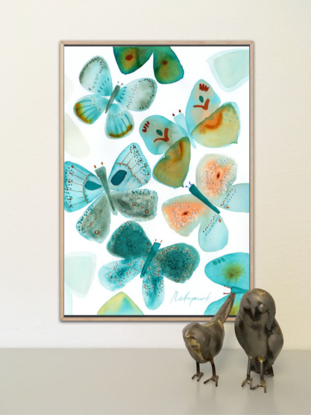 Fun watercolour butterflies in aqua colours