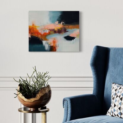 moody abstract seascape with complimentary colours of blue and orange to create a striking image reminiscent of fire and ice