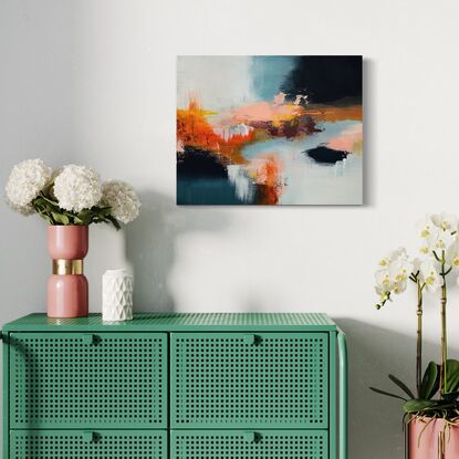 moody abstract seascape with complimentary colours of blue and orange to create a striking image reminiscent of fire and ice