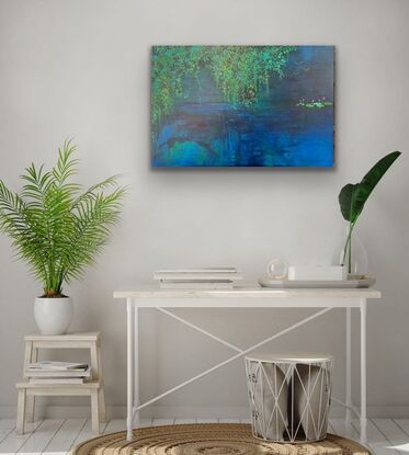 A lush, dreamy, serene abstracted lily waterscape.