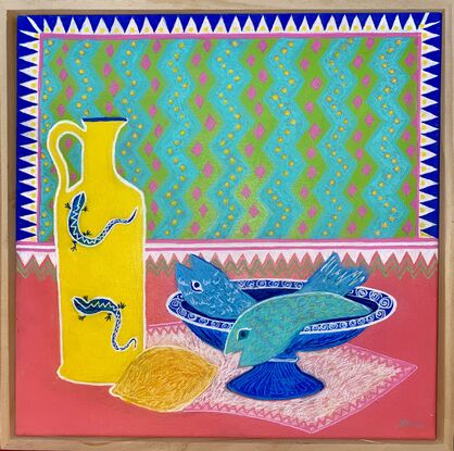 Still Life with Yellow Jug with Lizards and Fish