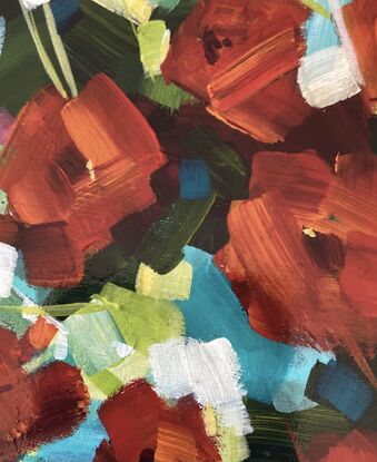 Bols loose abstract Floral in red and Oranges