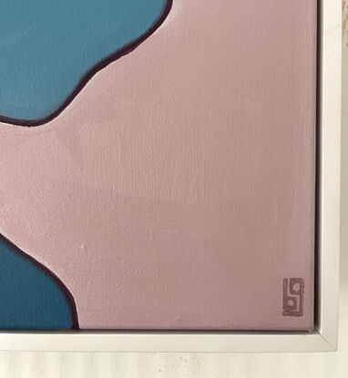 Turquoise blue boulder shapes on dusky pink base