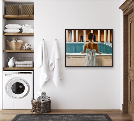 Female looking at the Roman bath