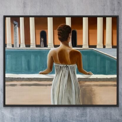 Female looking at the Roman bath