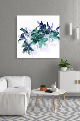 still life of lillies on white background