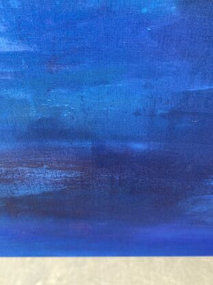 large all over minimalist abstract  on linen in layers and depths of blue 