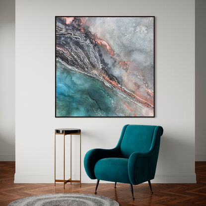 I based my painting on an aerial perspective of Coral Bay - the pigments change with the light in the room. I loved creating the organic details.