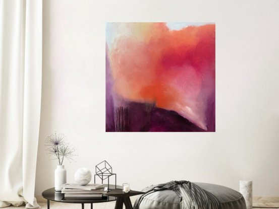 Atmospheric Landscape Abstraction of orange pink and aubergine