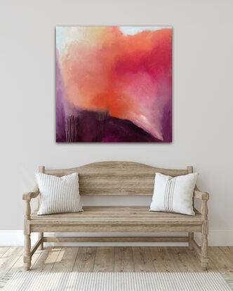 Atmospheric Landscape Abstraction of orange pink and aubergine