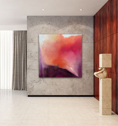 Atmospheric Landscape Abstraction of orange pink and aubergine