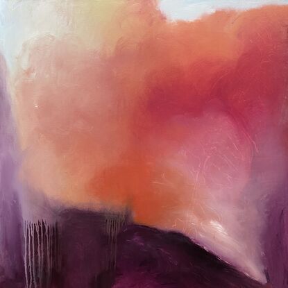 Atmospheric Landscape Abstraction of orange pink and aubergine