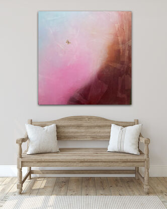 Ethereal abstract landscape with butterfly flying