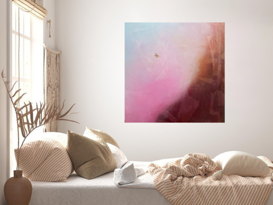 Ethereal abstract landscape with butterfly flying