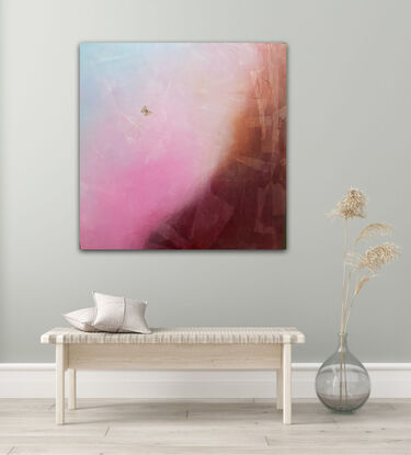 Ethereal abstract landscape with butterfly flying