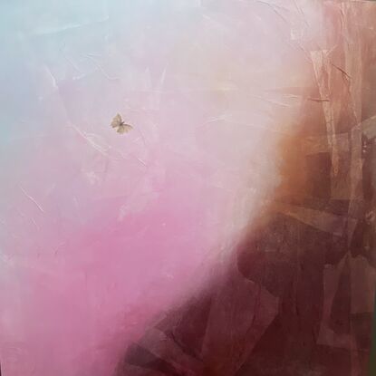 Ethereal abstract landscape with butterfly flying