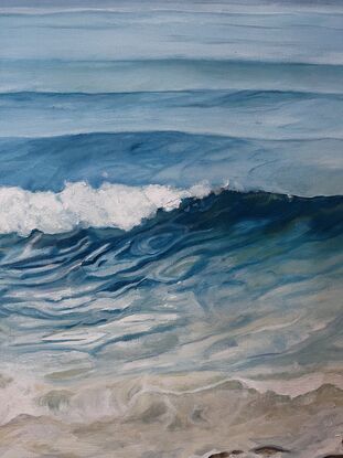 This painting has beautiful shades of blues & is very tranquil to the eye. 
It’s has been painted with love of the memories of my sister. 