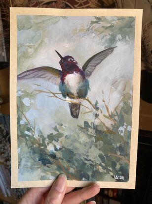 Acrylic painting of a hummingbird