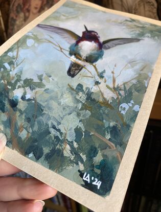 Acrylic painting of a hummingbird