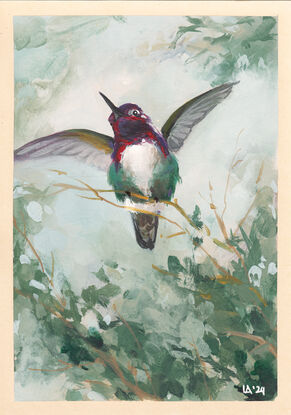 Acrylic painting of a hummingbird