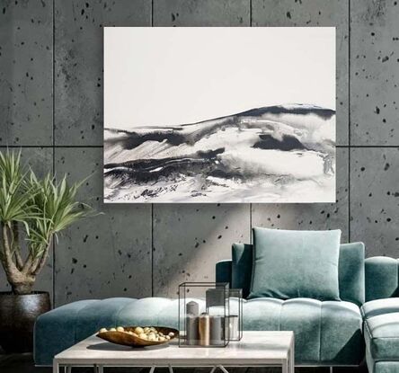 A black and white abstract landscape of mountains and fjords in Iceland- Jökulsárlón Glacier Lagoon