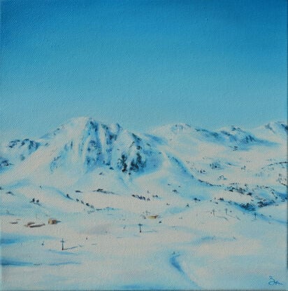 Snowy mountains with blue sky