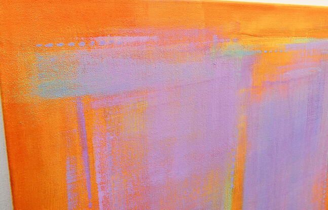 Zen Moment VIII  is a vibrant and contemplative work of art. The yellow-orange with layers of soft magenta/lavender produce warm glow that is difficult to capture with photography.