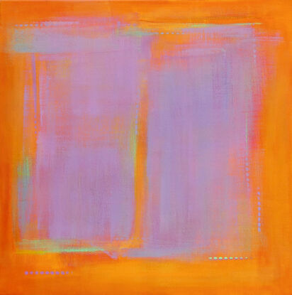 Zen Moment VIII  is a vibrant and contemplative work of art. The yellow-orange with layers of soft magenta/lavender produce warm glow that is difficult to capture with photography.