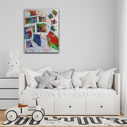 A colorful, energetic abstract paintingto add a sense of fun to a room.