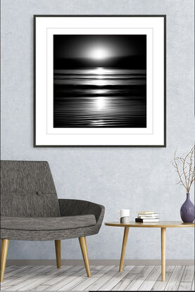 black and white seascape in abstract form