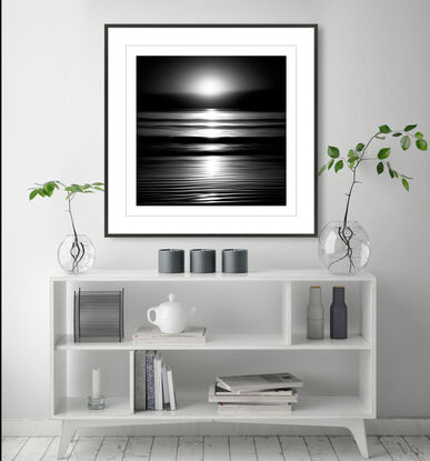 black and white seascape in abstract form