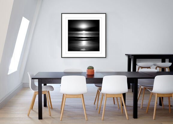 black and white seascape in abstract form