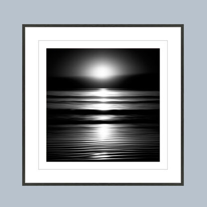 black and white seascape in abstract form