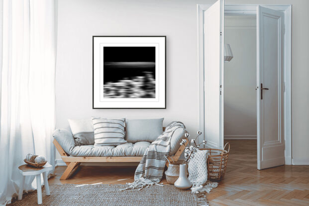 black and white seascape in abstract form